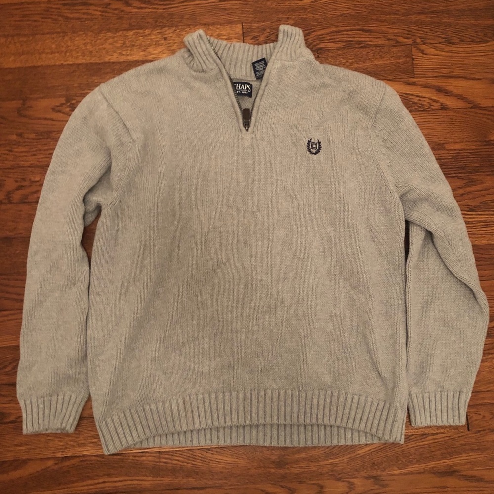 Chaps Gray Quarter-Zip Sweater
